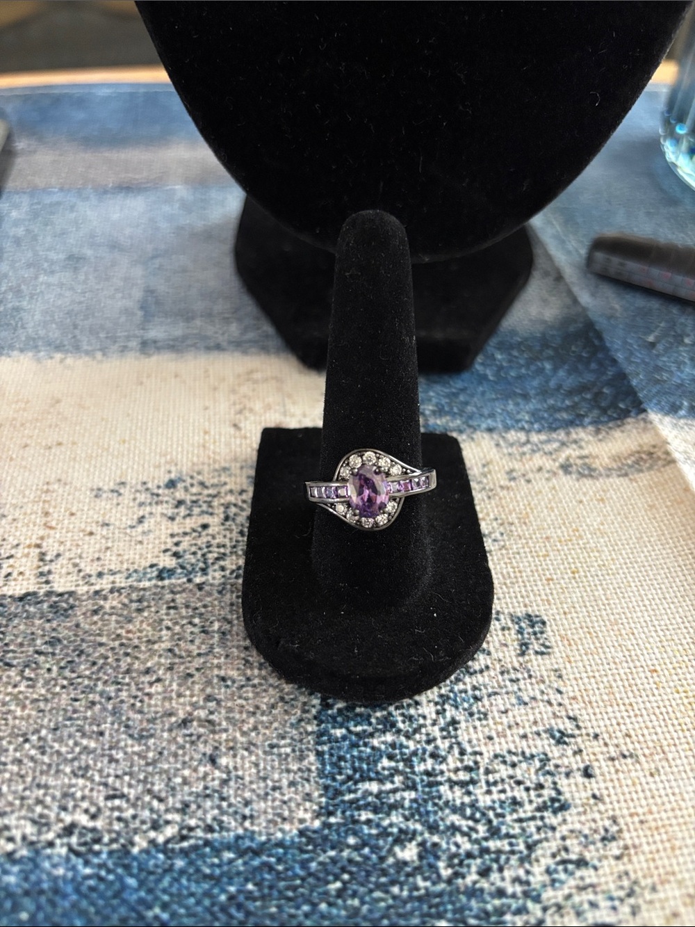 Elegant Purple Halo Ring Size 7